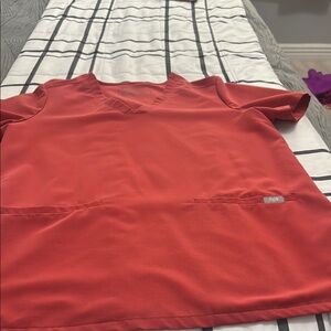 Red Scrub Top with Pockets